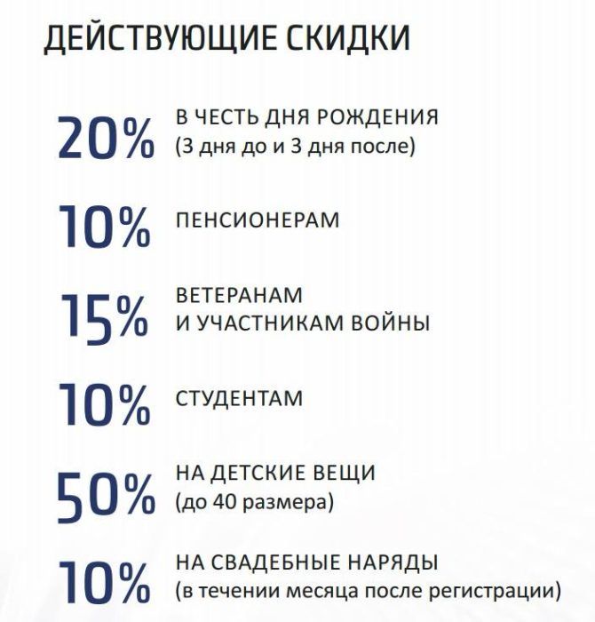 Действующие скидки